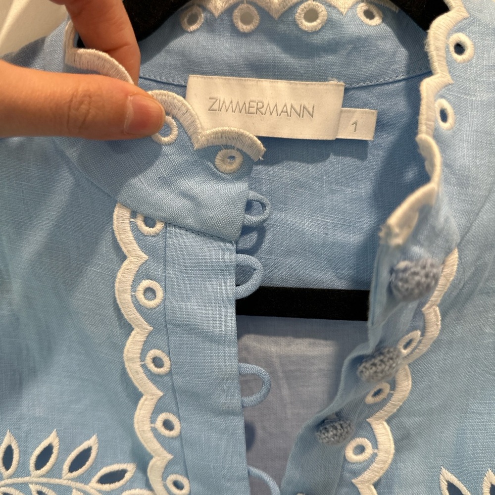 imitation size 1 Blue Eyelet Embroidered Set - Picture 9 of 17